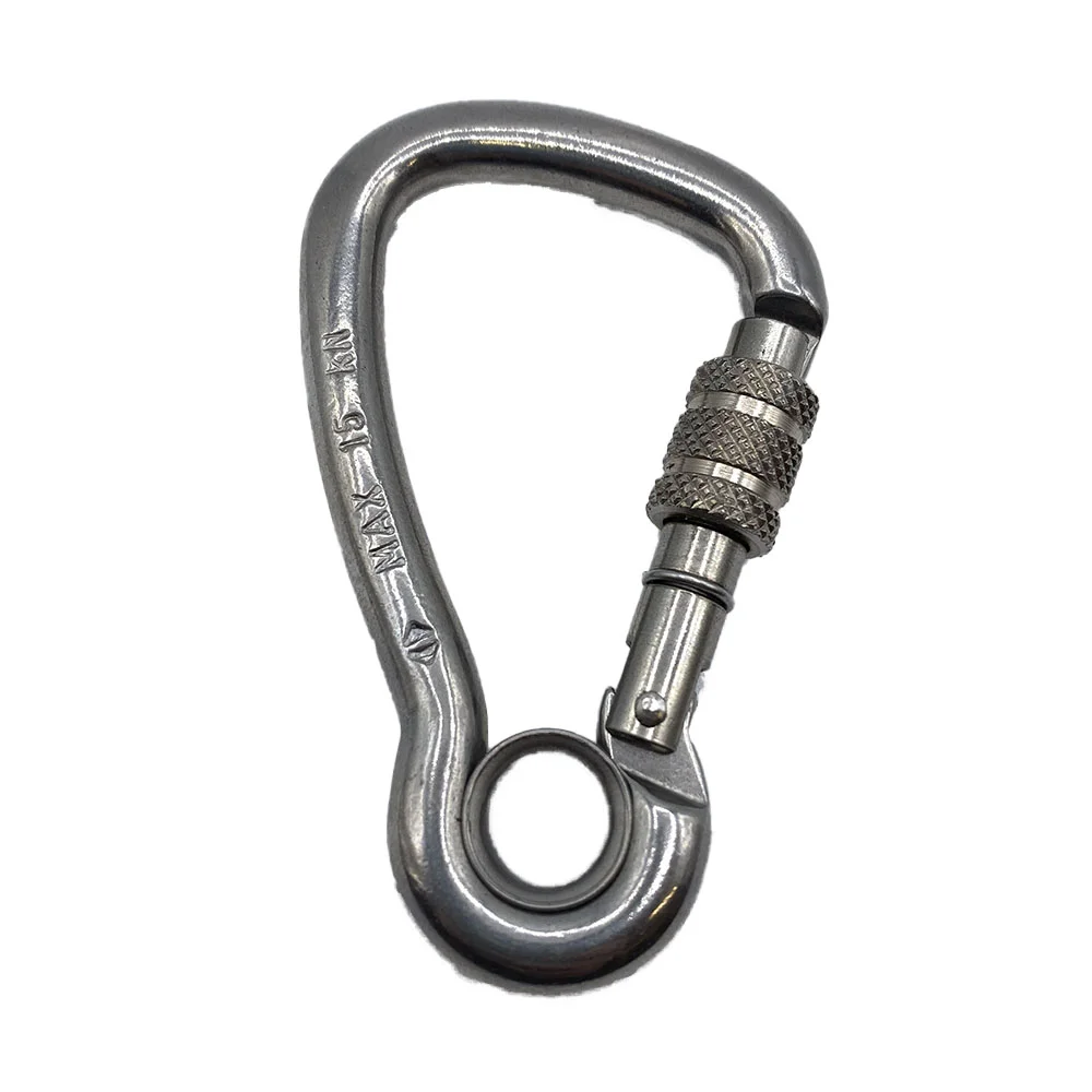 Mosquetón con seguro de rosca y ojo