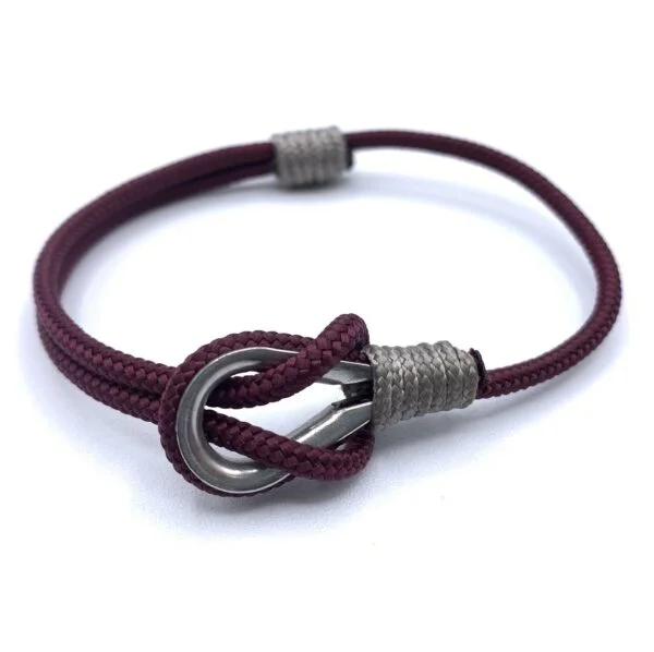 Pulsera de cuerda burdeos y plata